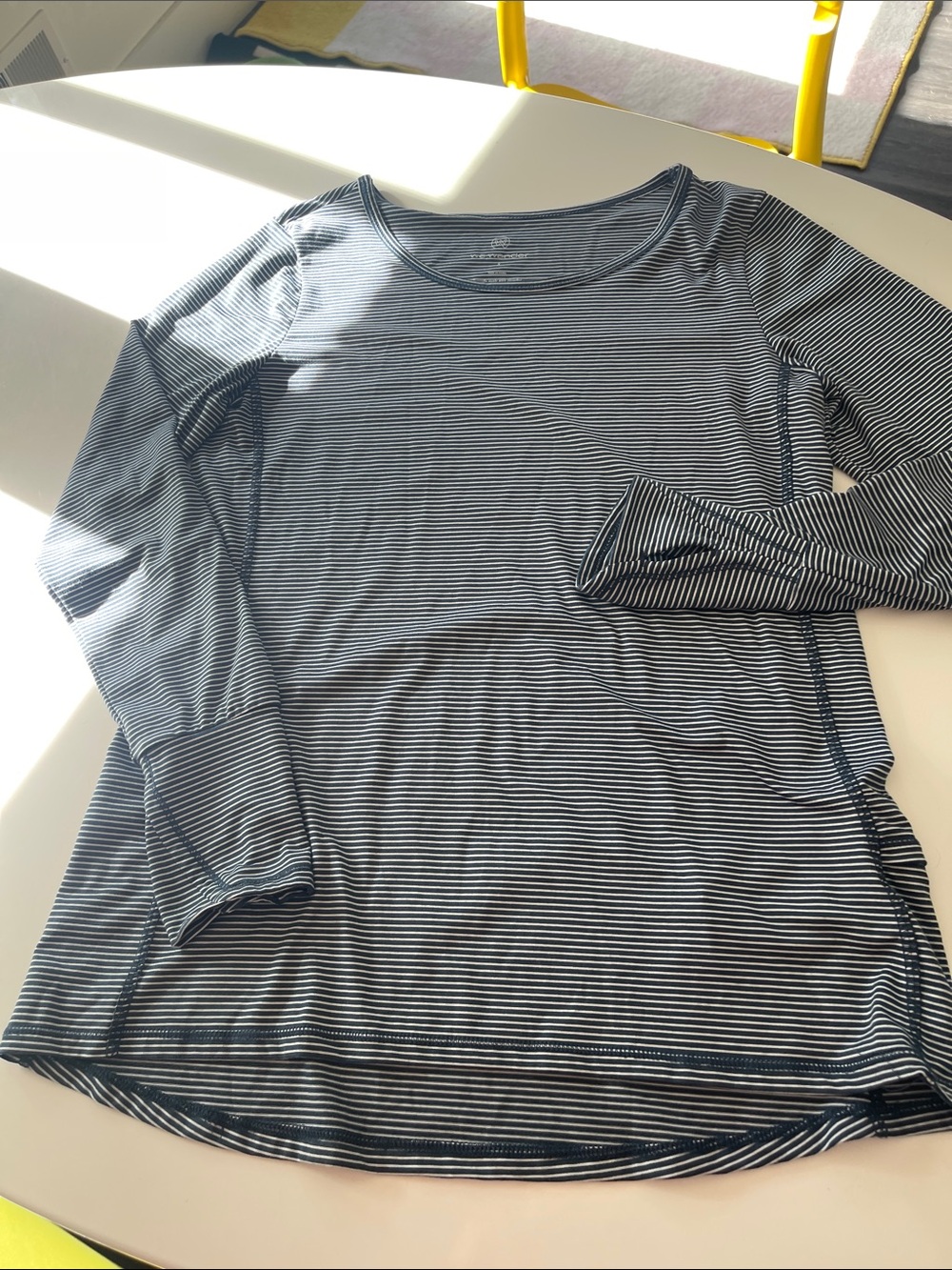 Wander Striped Long-Sleeve Scoop Neck Tee - Navy & White